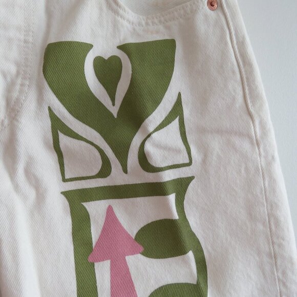 LEVI'S 501 90s Shorts Love Trip in Light White Stonewash Hippie Festival - Picture 10 of 14